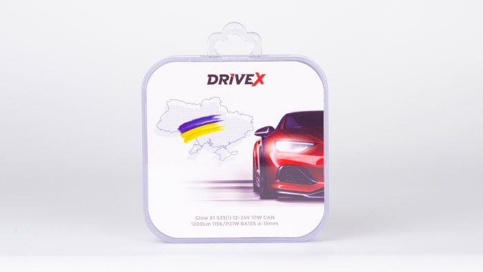 Світлодіоди в габаритні вогні. Підсвітку номера та салона DriveX Glow X1 S25(1) 12-24V 10W CAN 1200Lm 1156/P21W BA15S d-15mm к-т.