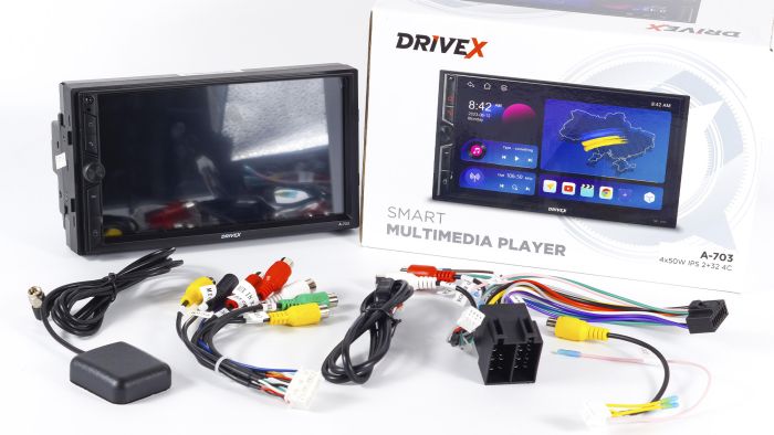 Автомобільний мультимедійний центр 2-Din 7" з бездротовим CarPlay та Android Auto - DriveX A-703 2+32 4C 4x50W(TDA7851)