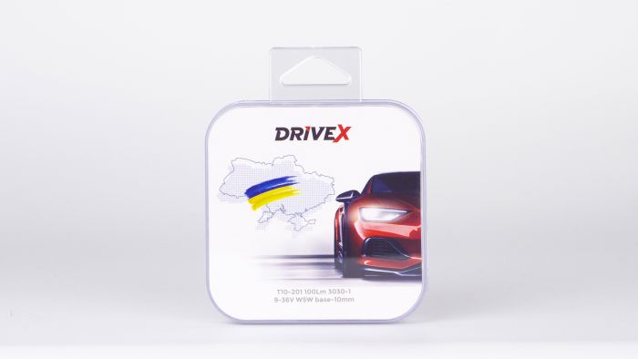Світлодіоди в габаритні вогні. Підсвітку номера та салона DriveX T10-201 100Lm 3030-1 9-36V W5W base-10mm к-т.