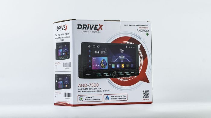 Автомобільний мультимедійний центр 1-Din 7" з бездротовим CarPlay та Android Auto - DriveX AND-7400 Android